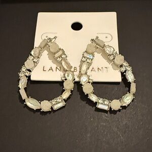 Lane Bryant Silver and Cream Gemstone Earrings